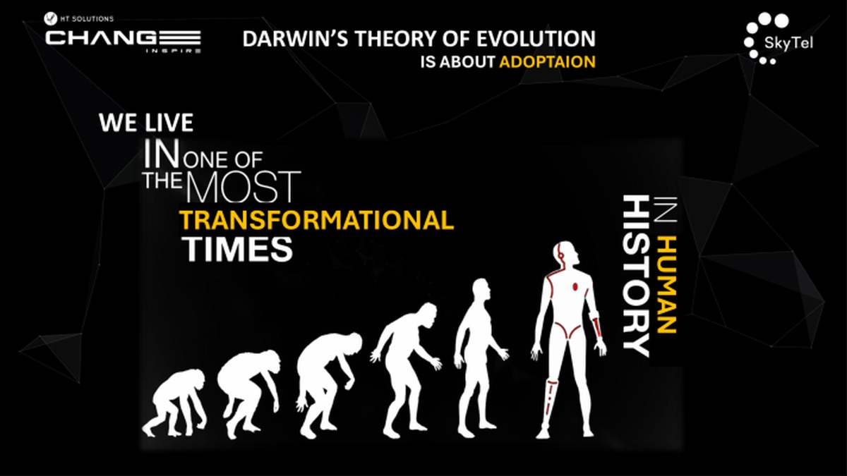 Darwin’s theory of evolution is about adaptation (slide keeps the ADOPTAION typo on purpose)